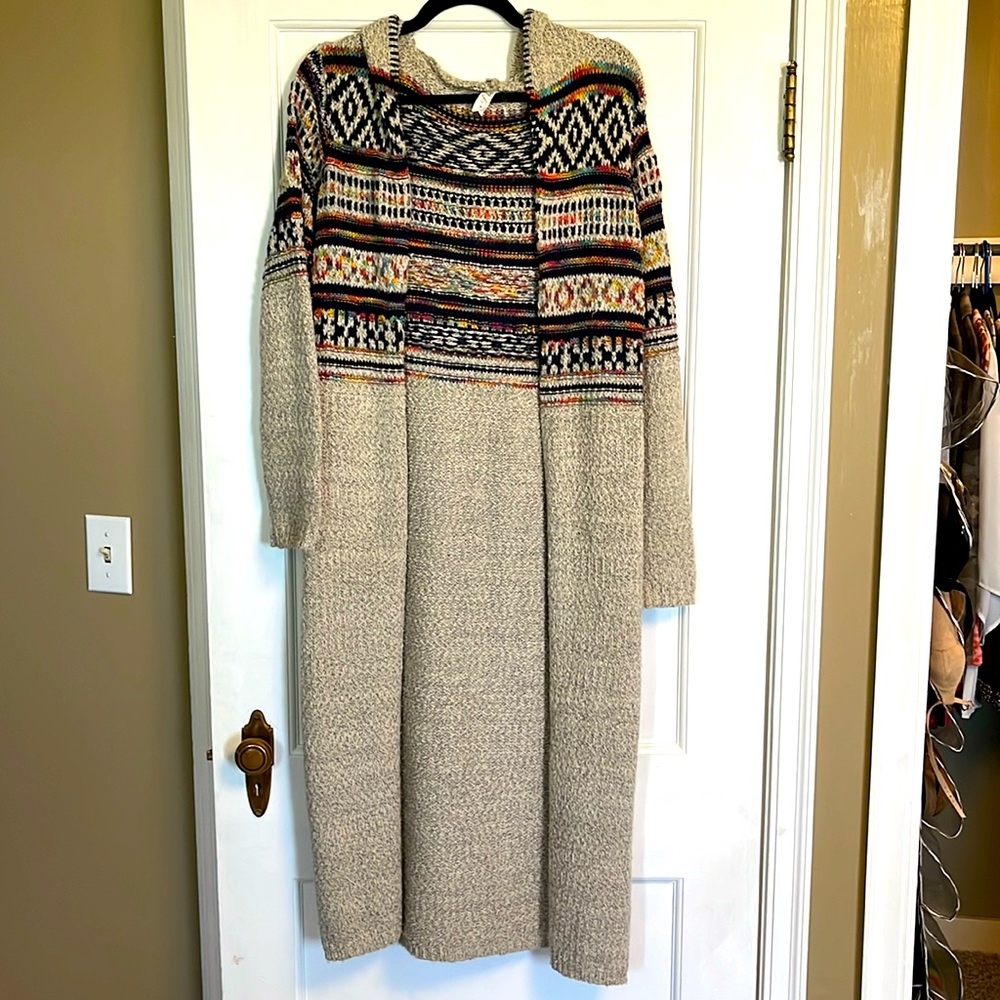 Full length cardigan sweater with hood rainbow 🌈 coloring